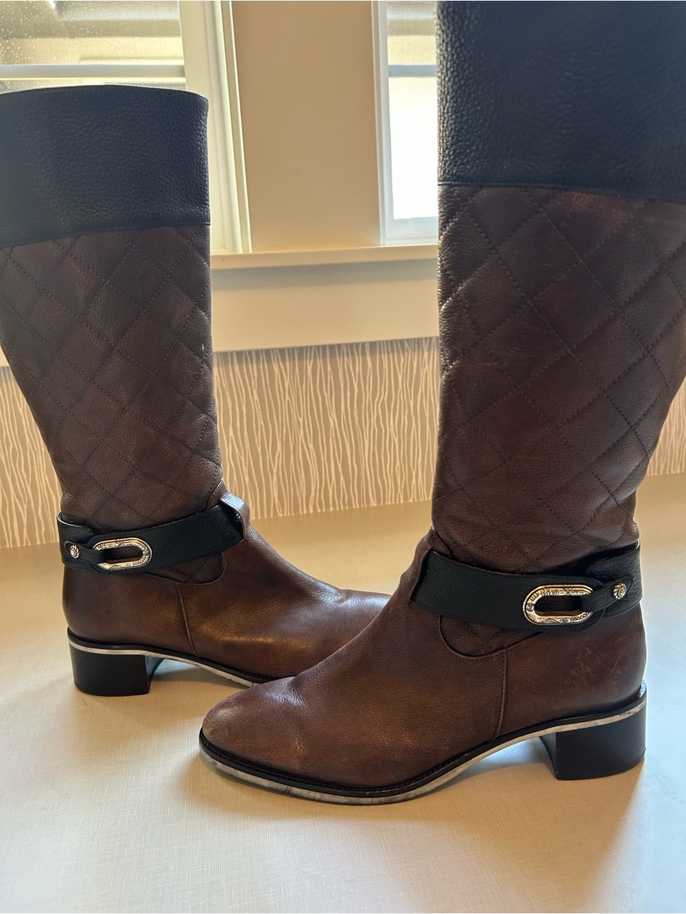Brighton Brown and Black Quilted Riding Boots